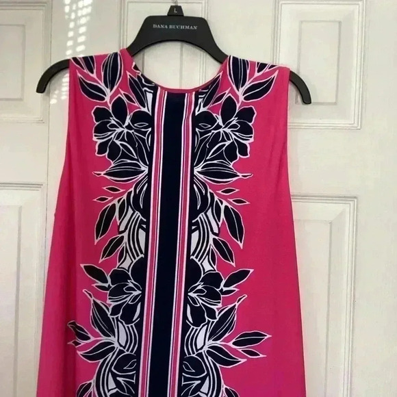 JM Collection Pink& Black Sleeveless Midi Dress Size Large - Picture 5 of 6